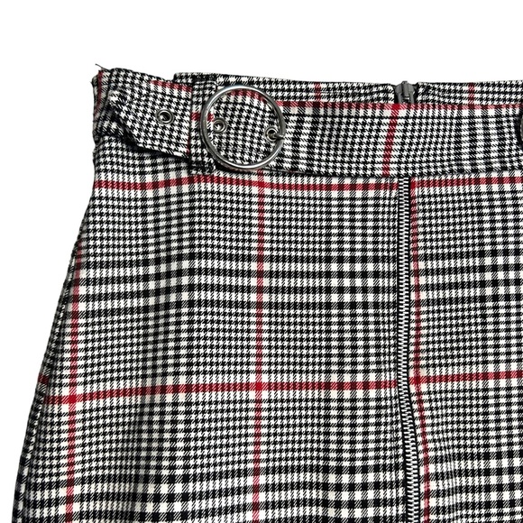 Bershka Grey Plaid Buckle Mini Skirt M - Picture 3 of 4